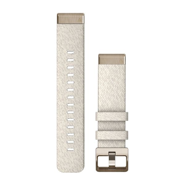 QuickFit® 20 Watch Bands Heathered Cream Nylon with Cream Gold