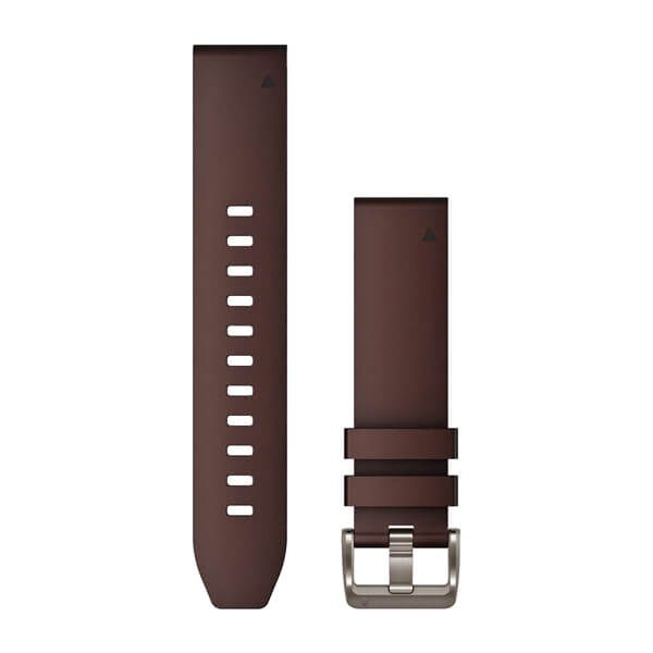 QuickFit® 22 Watch Bands - Oxford Brown Leather with Silver