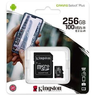 MicroSD Memory Card Kingston 256gb Canvas Select Plus with SD